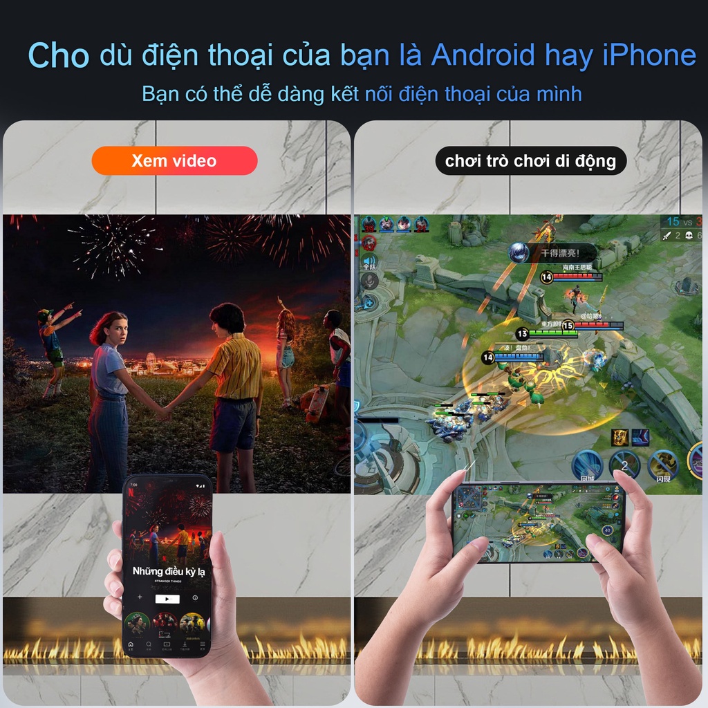 Máy chiếu mini QIAOLET Z1 Android IOS HD hỗ trợ video HD và kết nối với điện thoại, laptop, máy tính