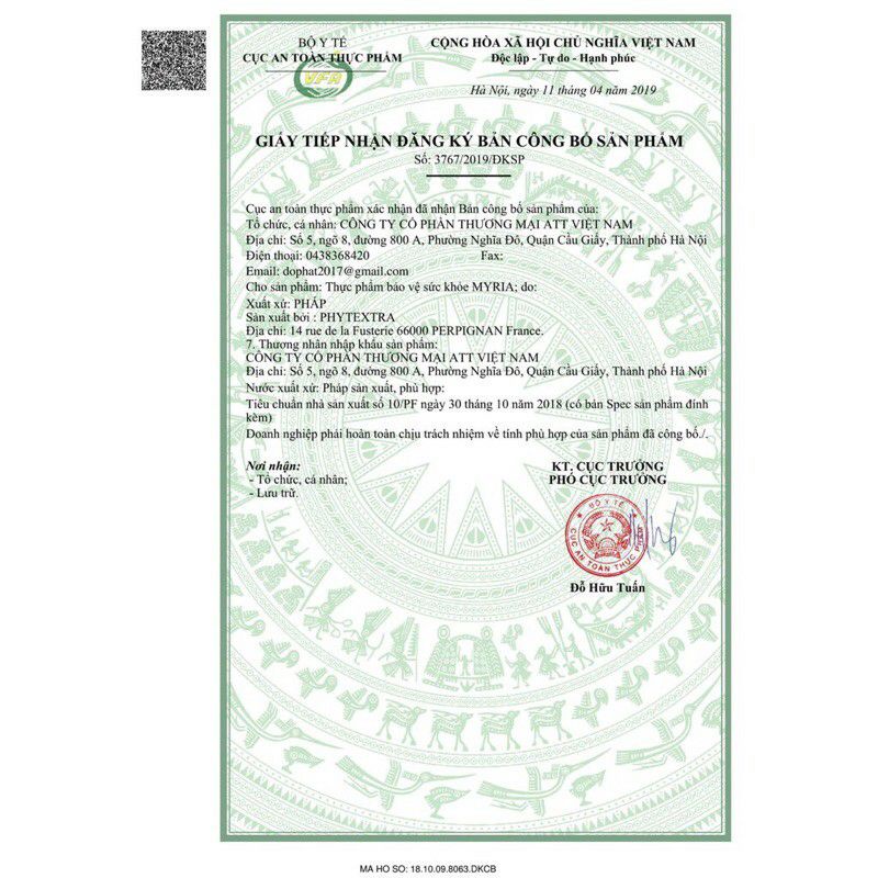 Viên uống trắng da MYRIA của Pháp