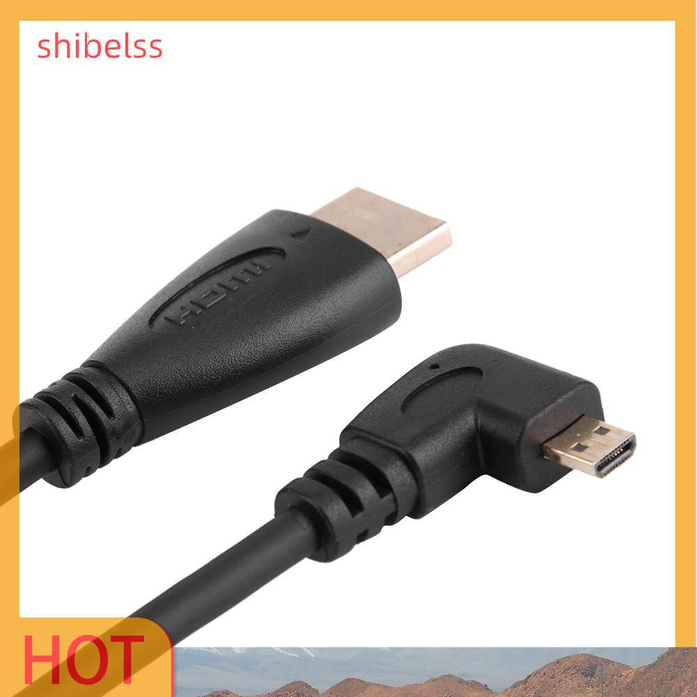 （ʚshibelss）Right Angled 90 Degree Micro HDMI to HDMI Cable Telescopic Spring HDMI Wire