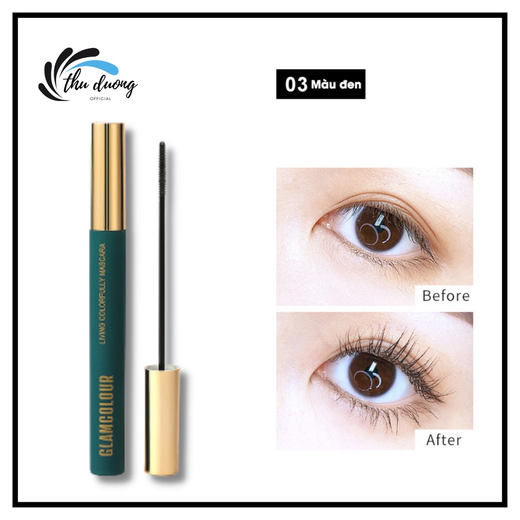 Bút Kẻ Mascara Chuốt Mi Mắt GLAMCOLOUR Chống Nước Lâu Trôi, Dài Mi, Cong Mi, Mỹ Phẩm Nội Địa Trung - Thu Dương Official