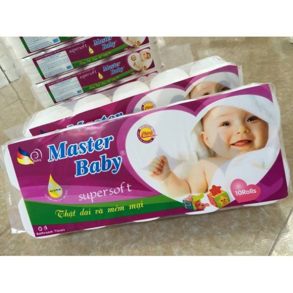 Giấy vệ sinh 3 lớp [𝐅𝐑𝐄𝐄𝐒𝐇𝐈𝐏] Baby Master bịch 10 cuộn không lõi