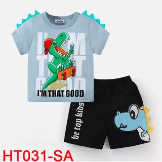 0 - ⚡ siêu sale ⚡ - bộ bé trai mùa hè, cotton thoáng mát. hình khủng long cực ngầu - ht031
