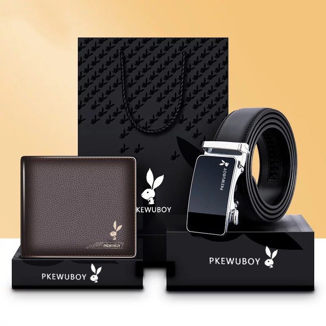 Combo [3 trong 1] Thắt Lưng + Ví Da PLAYBOY Cao Cấp CHÍNH HÃNG FULL BOX Bảo Hành 1 NăM Tăng MÓC KHÓA+ Tặng Móc Khóa