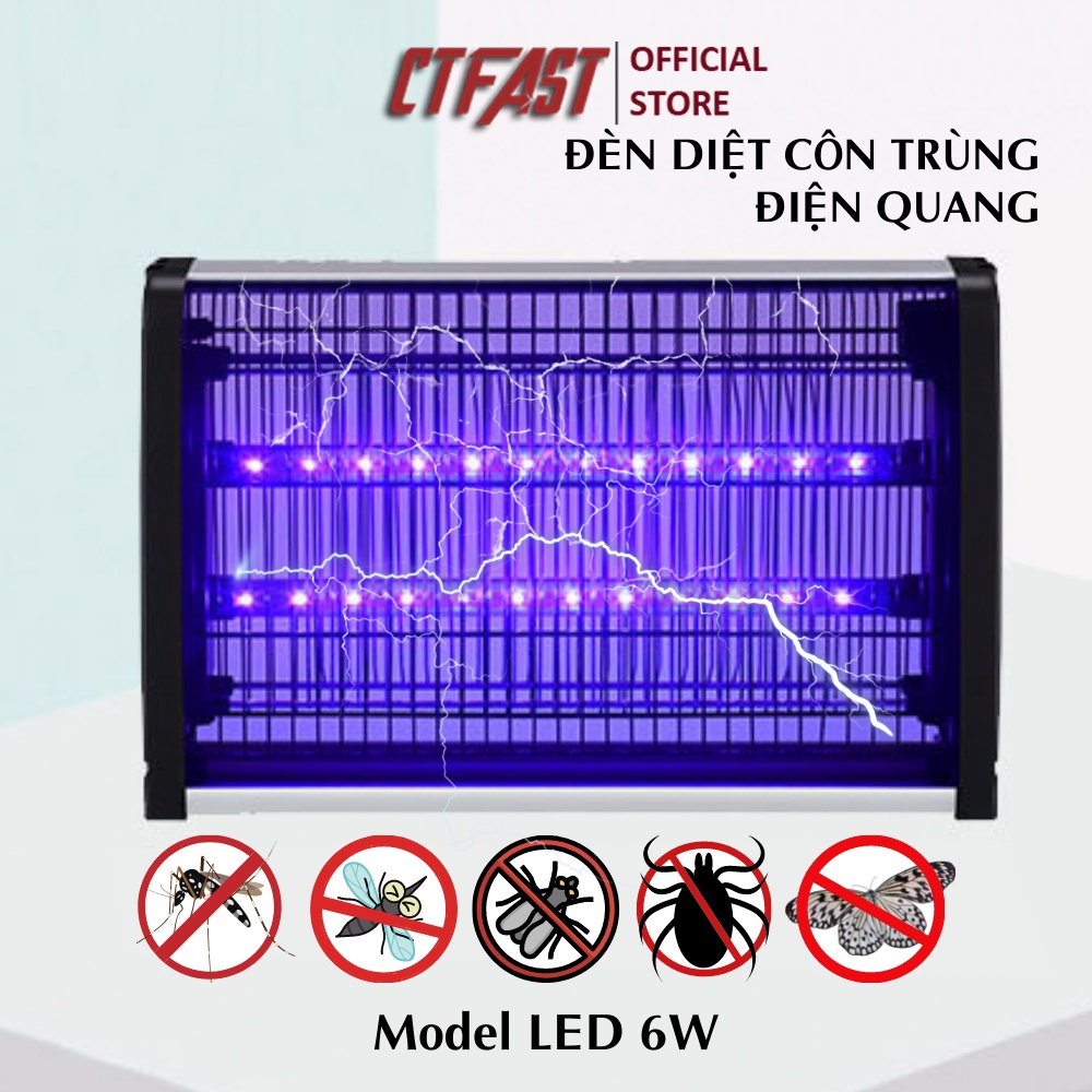 Đèn bắt muỗi và các loại côn trùng điện quang cao cấp CTFAST 02, lưới điện cao áp diệt muỗi trong 0,1 giây