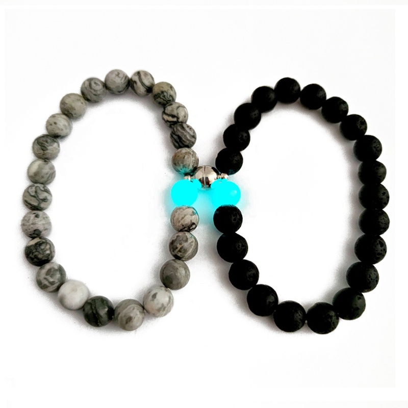 [Hàng mới về] Vòng tay chuỗi đá từ tính phát sáng phối đồ cho cặp đôi tình bạn