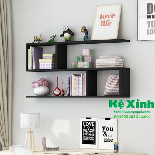 [ GIÁ XƯỞNG] kệ sách treo tường chữ S 2 tầng 80 cm x 15cmx 55cm