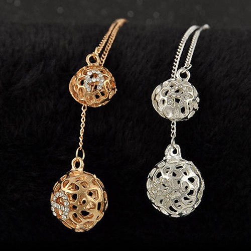 Dây chuyền dài mặt quả cầu đính đá thời trang cho nữ