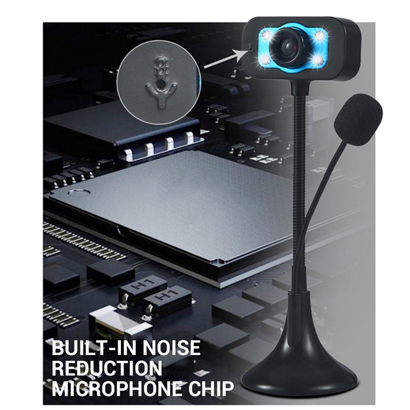 Webcam USB 4 bóng đèn LED độ phân giải cao kèm mic cho Skype Youtube | BigBuy360 - bigbuy360.vn