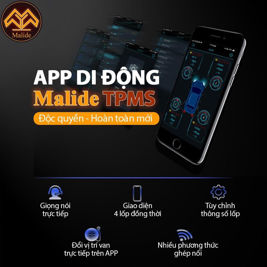 [CHÍNH HÃNG] Cảm biến áp suất lốp van ngoài Malide kết nối APP di động + Đầu thu mini cảnh báo giọng nói - Model B03R03