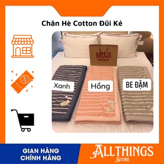 Chăn Hè Cotton Đũi Kẻ Muji hàng xuất nhật,chăn cotton hè thu