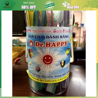 BÀN CHẢI ĐÁNH RĂNG DR HAPPY CÓ NẮP ĐẬY - BÀN CHẢI ĐÁNH RĂNG NGUYÊN LON 25 CÂY