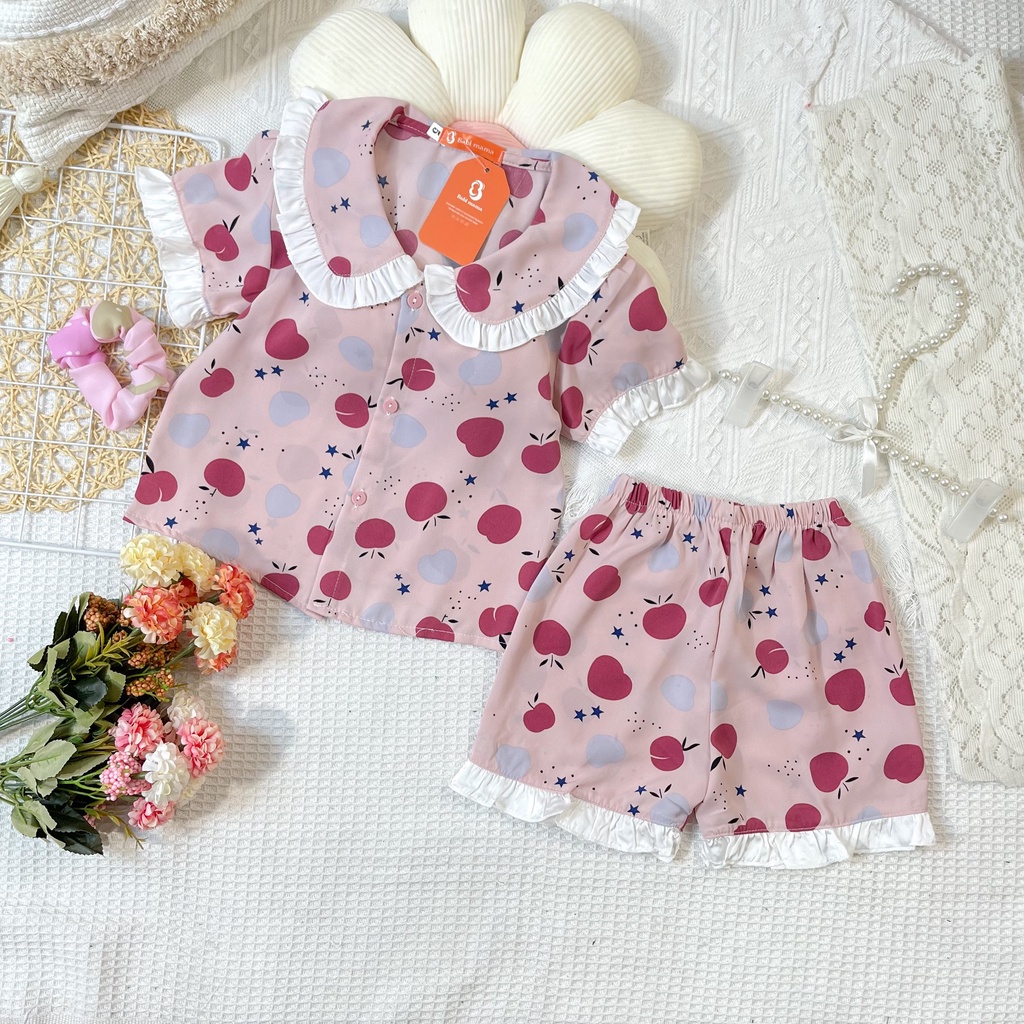 Bộ Quần Áo Ngủ Pijama Cộc Cổ Bèo Lụa Mango Tay Bồng Dành Cho Bé Gái - BPN38 - Babi mama