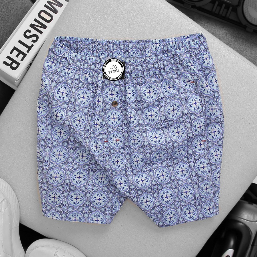 Quần đùi ngủ mặc ở nhà cho nam nhiều màu - Lưng thun co dãn thoải mái, vải cotton mềm mịn, thấm hút mồ hôi | BigBuy360 - bigbuy360.vn