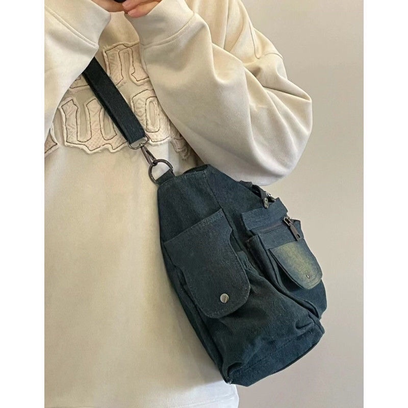 Túi đeo xách denim jean thiết kế cực chiến phong cách Y2K Gothic Footmade