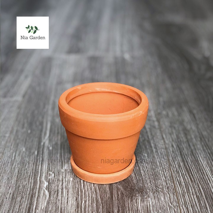 Dĩa lót đất nung tròn 8cm lót chậu cây để bàn mini văn phòng Nia Garden N6