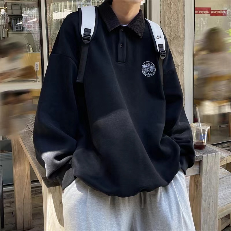 Áo Thun Polo Dáng Rộng Màu Trơn In Họa Tiết Hoạt Hình Phong Cách Hàn Quốc Thời Trang 2022 Cho Nam Và Nữ