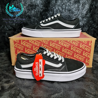 Giày Vans đen sọc trắng thể thao sneaker nam nữ cổ thấp old skool black white