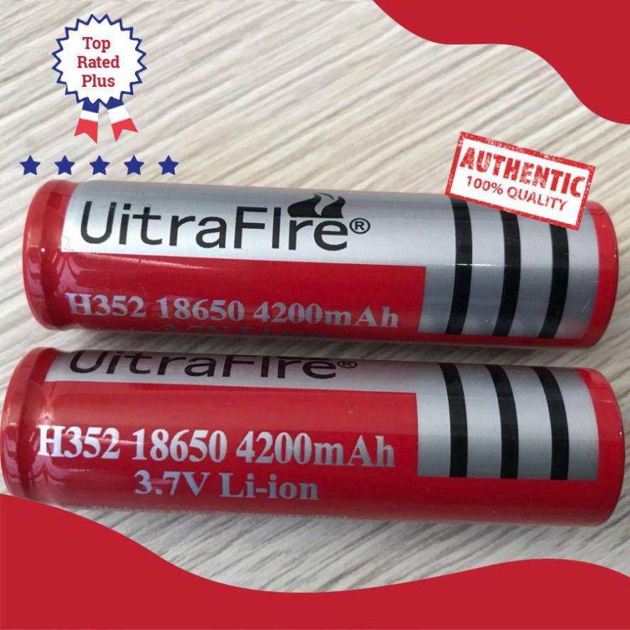 Big sale 1 Pin Sạc ULTRAFIRE 3.7V Li-ion 4200mAh - Pin 18650 Pin Sạc Dự Phòng Viên Đỏ Dumbo Store