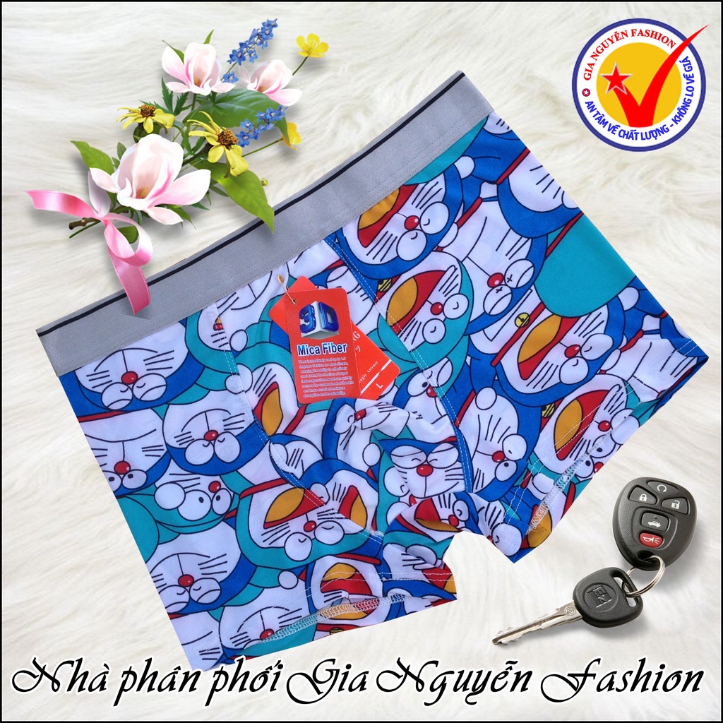 Combo 5 quần Boxer thun lạnh, Quần sịp đùi nam in hoạ tiết hoạt hình độc đáo