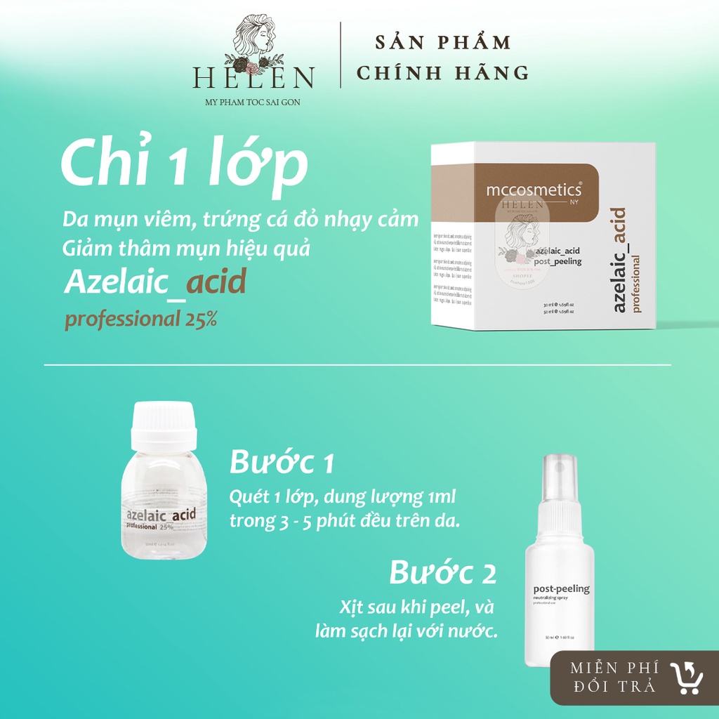 Peel AZELAIC MCCM & MCCOSMETIC-Dành cho mụn viêm, trứng cá đỏ và da nhạy cảm