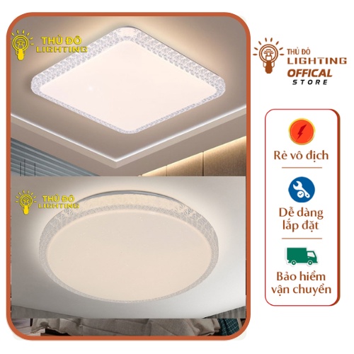 Đèn Ốp Trần Hiện Đại Trang Trí Phòng Khách Phòng Ngủ Hình Tròn Vuông Thủ Đô Lightning Bảo Hành 1 Năm 011-500
