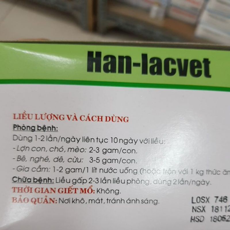 1 hộp 40 gói 10 g hanlacvet bổ sung men tiêu hóa cho vật nuôi