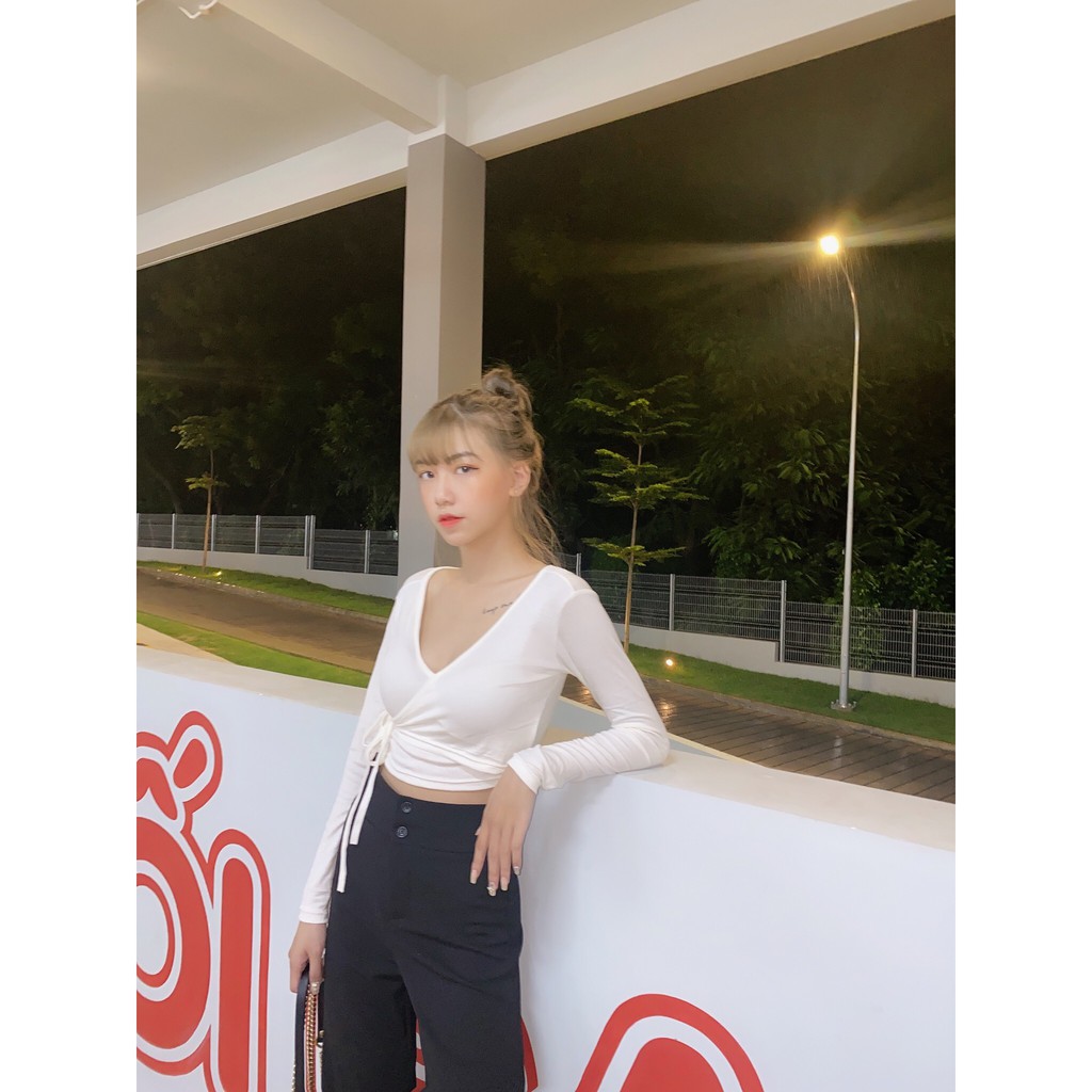 Áo chéo ngực thắt eo