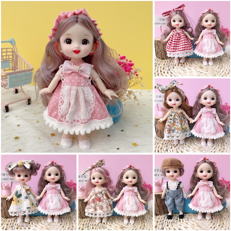 Đầm Công Chúa Mini 17cm Hóa Trang Cho Búp Bê Dễ Thương Bộ đồ Barbie với quần áo và giày Búp Bê Barbie Đồ Chơi Có Quần Áo Và Giày