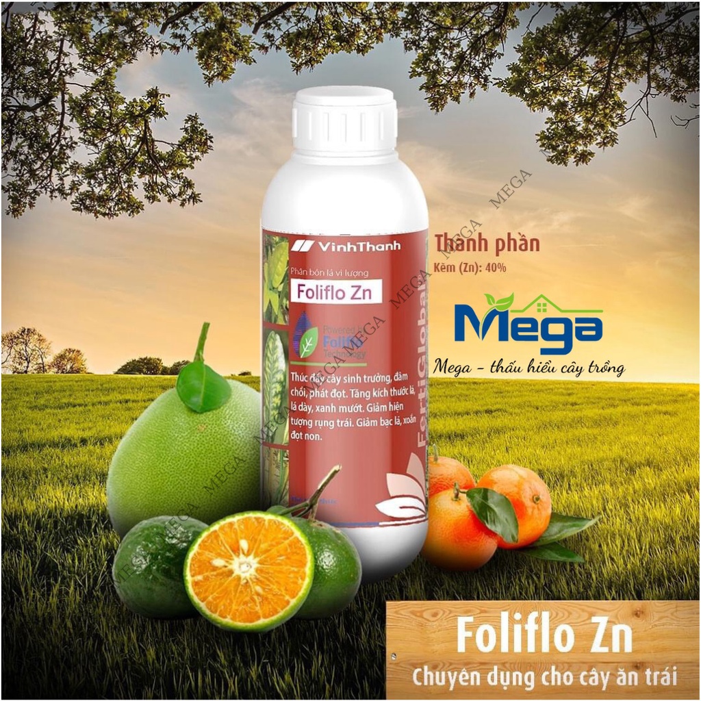 Zn kẽm đơn 40% nhập khẩu từ Italy 500ml: chống vàng lá thối rễ, biến vàng thành xanh, dưỡng cây, phục hồi cây - mega