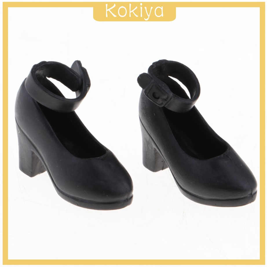 Giày Cao Gót Mini Màu Đen Cho Búp Bê Tỉ Lệ 1 / 6