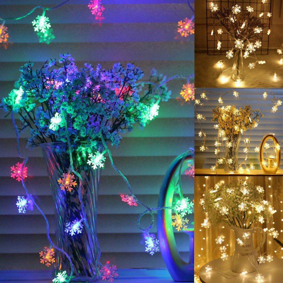 Đèn nháy hoa tuyết trang trí, Đèn nháy hình bông tuyết dài 6m Decor 4.0