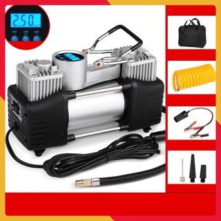 Máy bơm lốp ô tô 2 xilanh mã lực lớn - Đồng hồ điện tử tự ngắt -  BH 6 Tháng