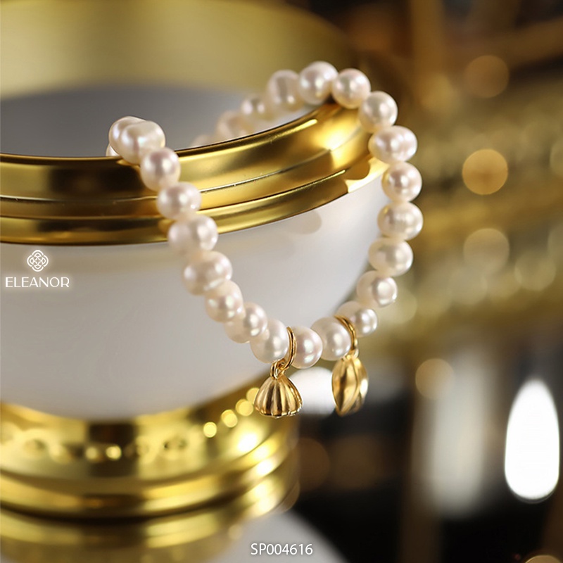 Lắc tay nữ ngọc trai nhân tạo Eleanor Accessories phối charm hoa phụ kiện trang sức 4616