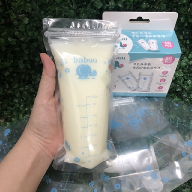 Túi trữ sữa Babuu Baby Nhật Bản hộp 50 chiếc 250ml - Tặng 01 bút ghi chú