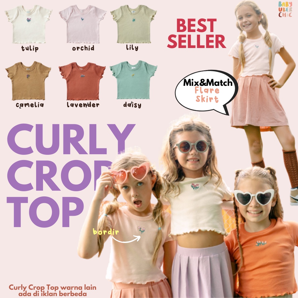 Áo Thun Crop Top 2 / 10 Tuổi Kiểu Dáng Trẻ Trung Năng Động Cho Bé Gái