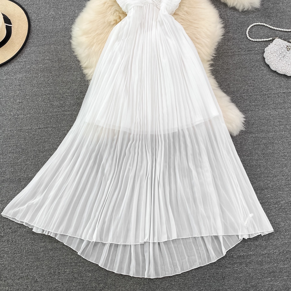 Đầm trắng đi biển Váy nữ đẹp trễ vai maxi 2 dây dài rộng bigsize bikini kiểu Hàn Quốc vintage hở lưng 9648 DK4t4