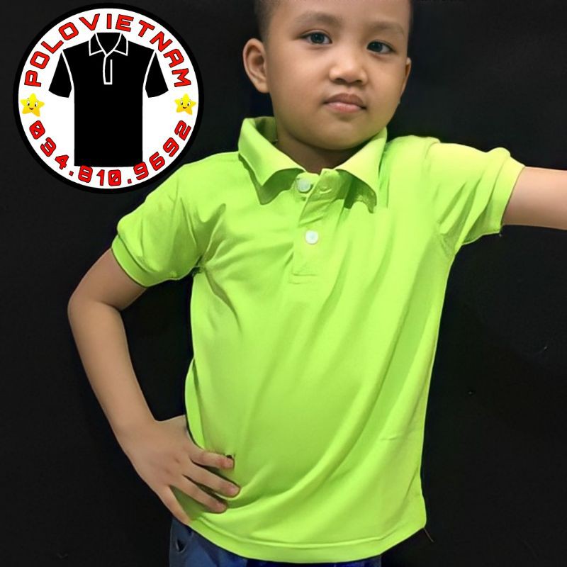 Áo polo Việt Nam trẻ em cổ trụ màu Xanh Chuối - không xù lông, không ra màu, co giãn thoải mái, thấm hút mồ hôi