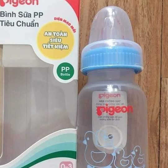 [CÓ TEM CHỐNG HÀNG GIẢ]Bình Sữa Cổ Hẹp Pigeon PP Tiêu Chuẩn Có Van Chống Sặc Dung Tích 120ml/ 240ml An Toàn Cho Bé.