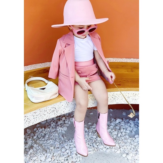 Set vest hồng bé gái sang chảnh