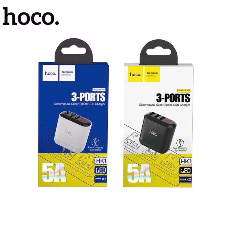 (Giá rẻ) Củ Sạc Nhanh Hoco HK1 5V 5A - 3 Cổng USB, Có Hiển Thị Điện Áp Thực | BigBuy360 - bigbuy360.vn