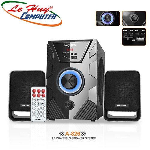 [Mã ELMS4 giảm 7% đơn 500K] [Mã ELMS4 giảm 7% đơn 500K] Loa vi tính Soundmax A826 (2.1)