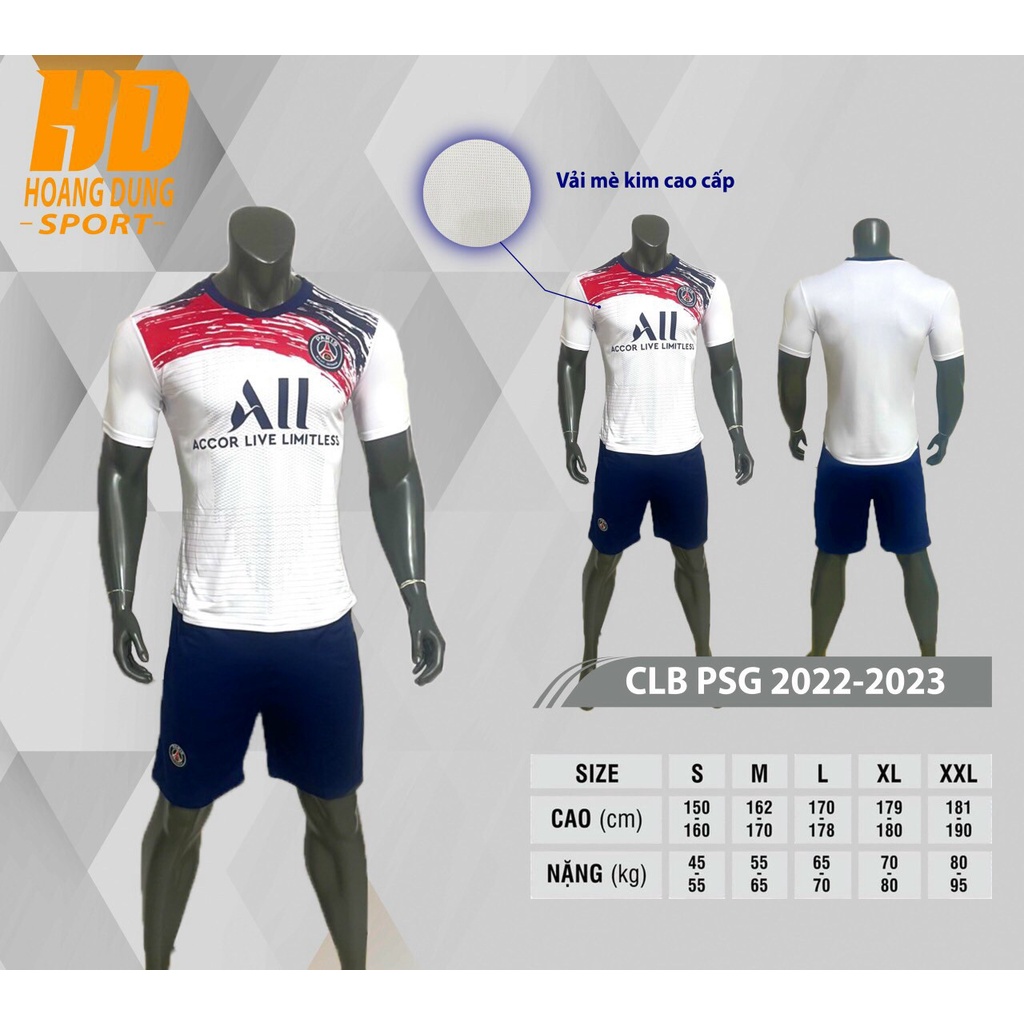 Bộ Quần Áo Đá Banh CLB  PSG PARIS TRẮNG