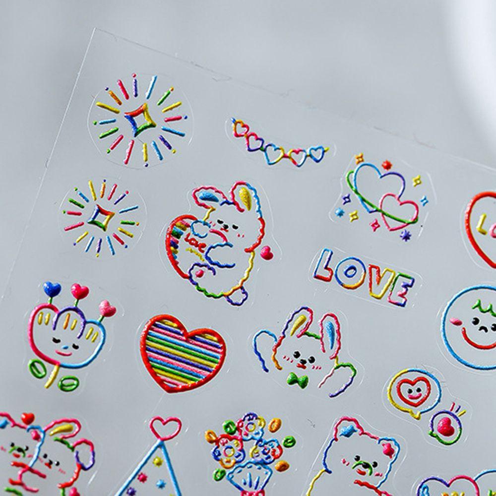 Miếng Dán Trang Trí Móng Tay Họa Tiết Hoạt Hình Trái Tim / Hoa Xinh Xắn DIY