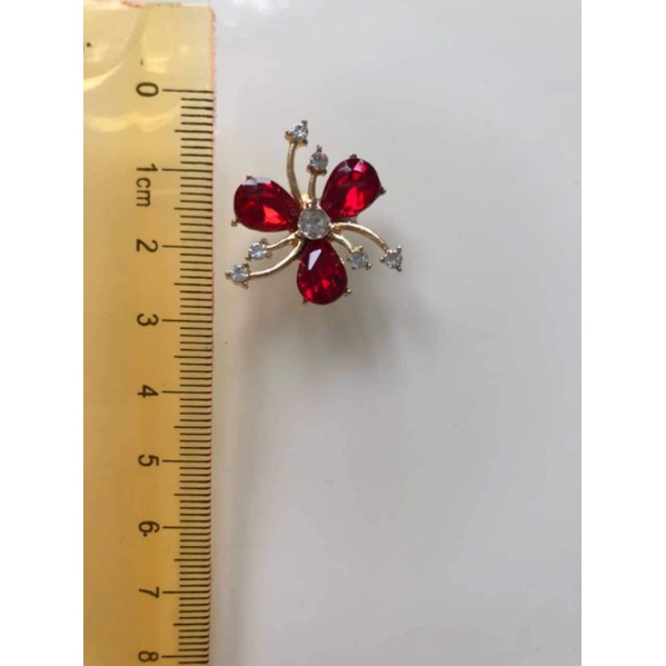 (1 cái)Center hoa kim loại 3 cánh đính đá 2,5cm, nguyên liệu làm trâm cài tóc cổ trang, nguyên liệu diy