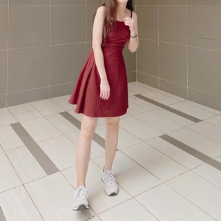 ĐẦM ĐỎ HAI DÂY PLI EO (KÈM HÌNH THẬT)