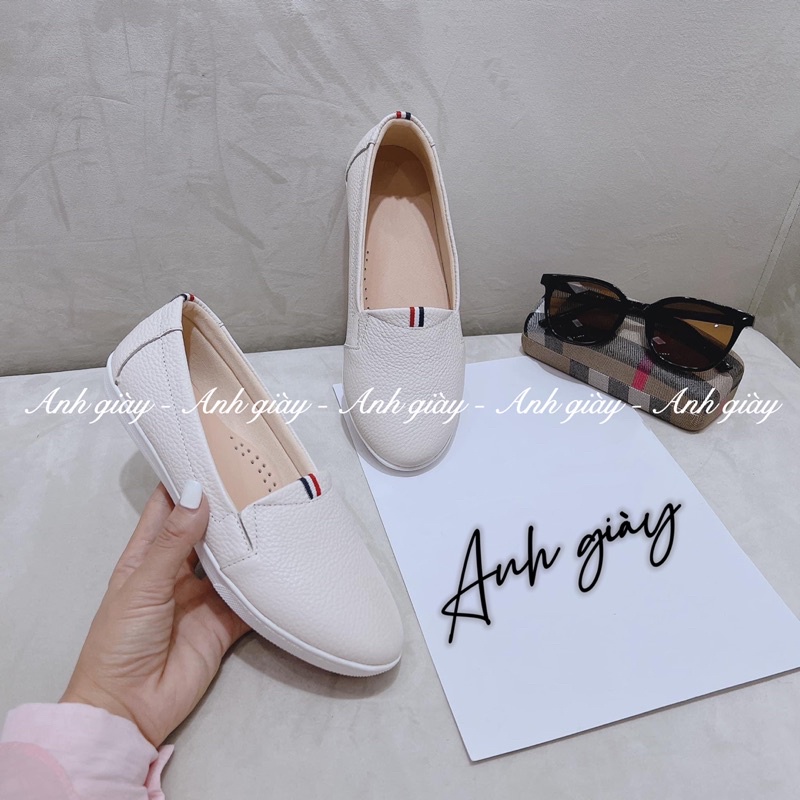 GB10 - Giày slipon giày đế bằng mũi tròn da thật Việt Nam xuất khẩu đế cực êm,mềm ,bền, phù hợp đi du lịch, đi chơi