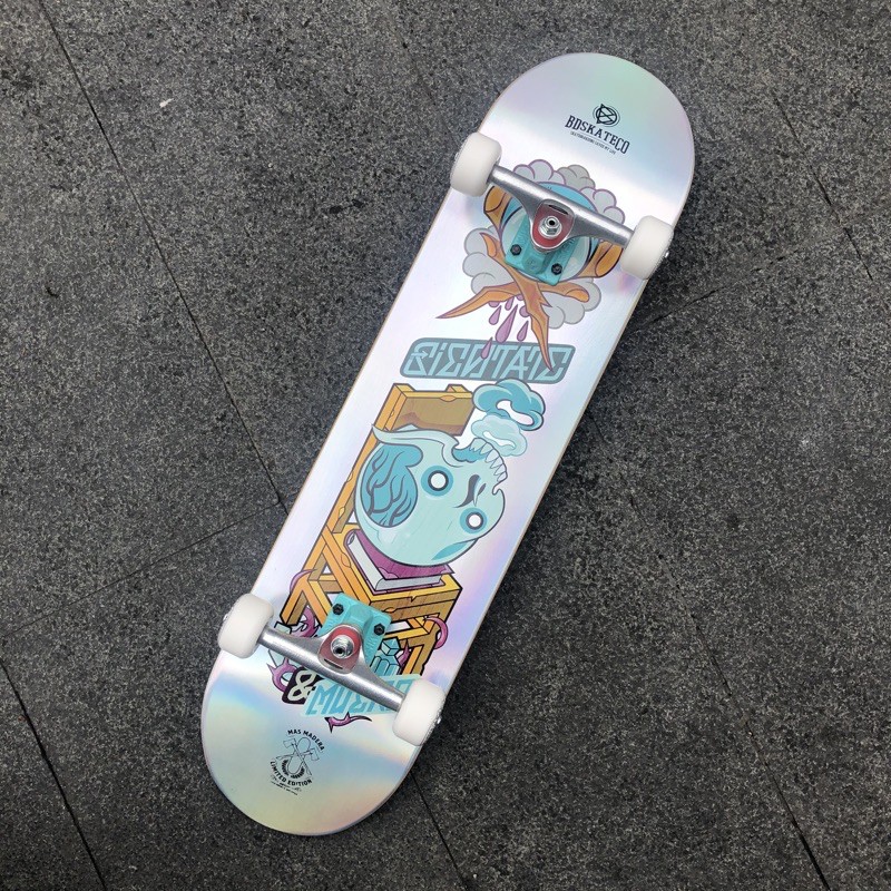 Ván nguyên bộ cao cấp-Bd skateco Skull madera holo 8.0