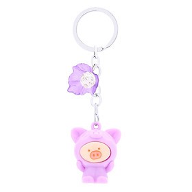 Móc Khóa Sứ Hình Heo - Tím