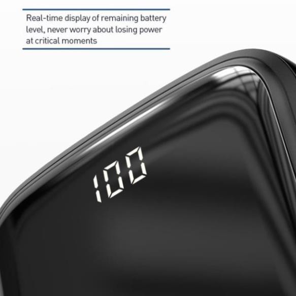 SẠC DỰ PHÒNG TÍCH HỢP cáp sạc Baseus Q Pow DiGital Display Dung lượng 10000mAh 3A 15w Fast Charge Power Bank With Cable