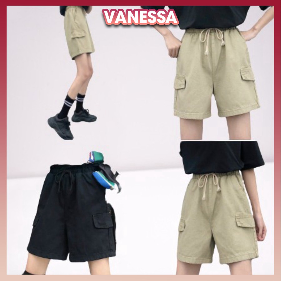 Quần đùi kaki nam nữ có nắp túi, ống rộng thoải mái, form trẻ trung, năng động, quần short Vanessa Stylish QH.50